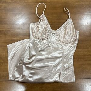 Elegant Cream Satin mini Dress